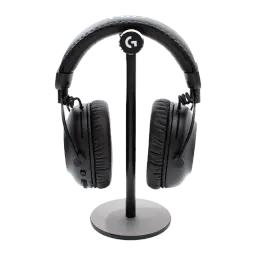 Logitech Auriculares G Pro X 2 Preto, vista frontal: headset em suporte preto com logo G iluminado no arco