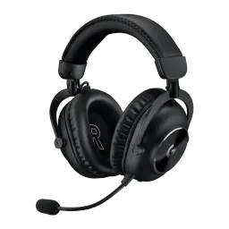 Logitech Auriculares G Pro X 2 Preto, vista lateral: almofadas de couro, arco acolchoado e microfone flexível