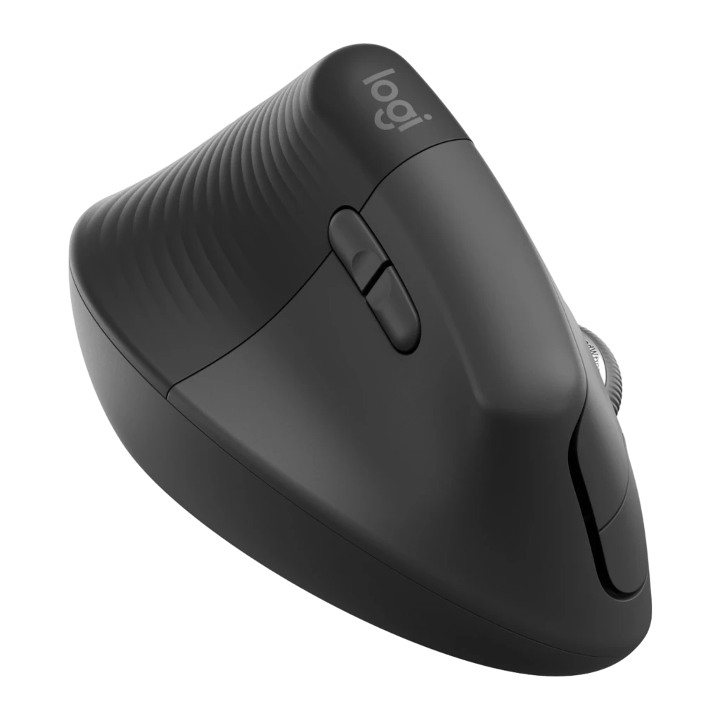 Logitech Lift Vertical Ergonomique Gauchers Graphite, vue avant: molette SmartWheel, bouton central et texture concentrique - Ítem2