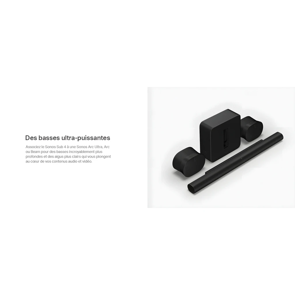 Sonos Sub Gen 4 noir, vue de face: fente verticale centrale et logo Sonos en bas - Ítem4