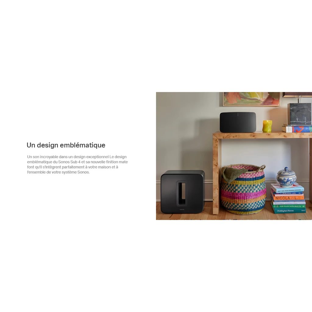 Sonos Sub Gen 4 noir, vue de face: fente verticale centrale et logo Sonos en bas - Ítem5