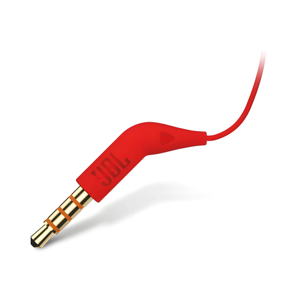 JBL Tune 160 con cable rojo, vista frontal: auriculares intraurales rojos con cable plano y mando en línea - Ítem1