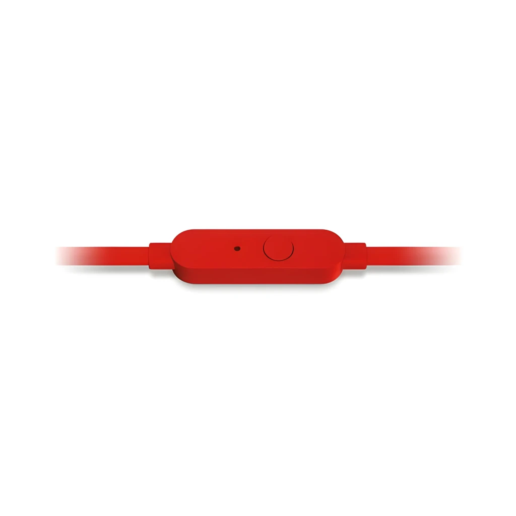 JBL Tune 160 con cable rojo, vista frontal: auriculares intraurales rojos con cable plano y mando en línea - Ítem3
