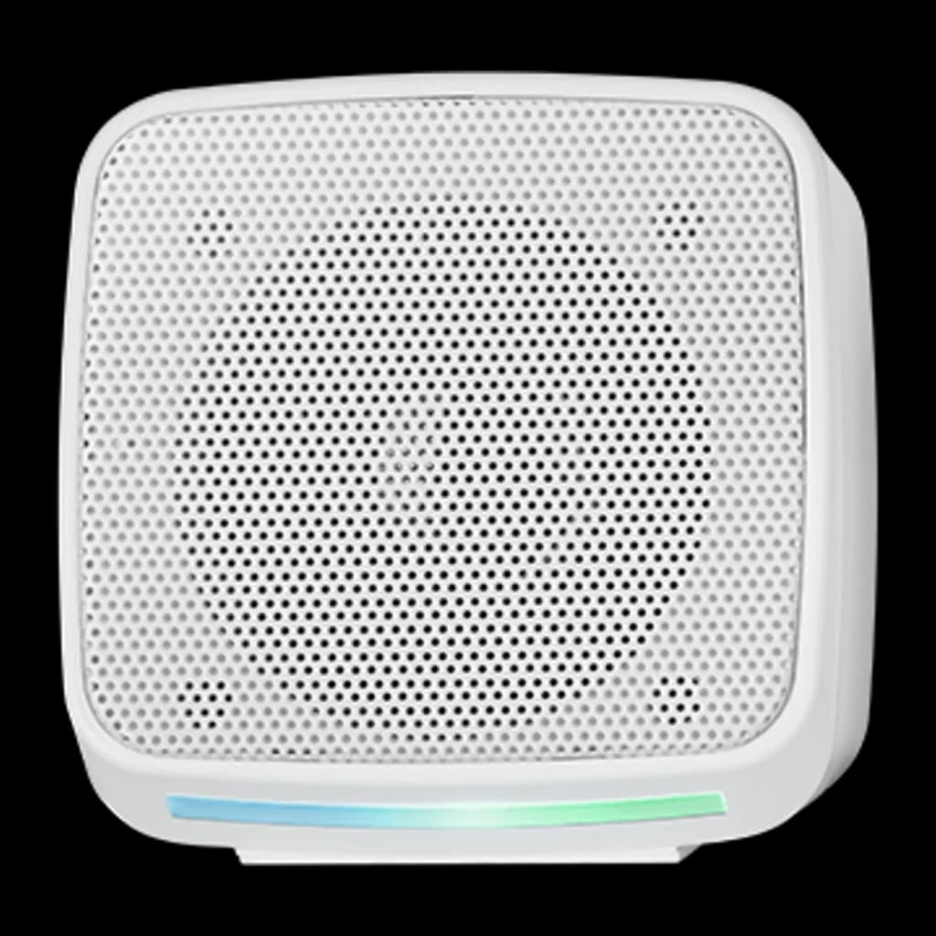Mars Gaming Colunas MS-PRO 10W RGB Branco, vista frontal: grelha metálica circular e faixa RGB na base