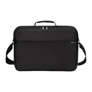 Dicota Maletín One Multi 17.3 negro, vista frontal: asa superior, cremalleras dobles y correa bandolera