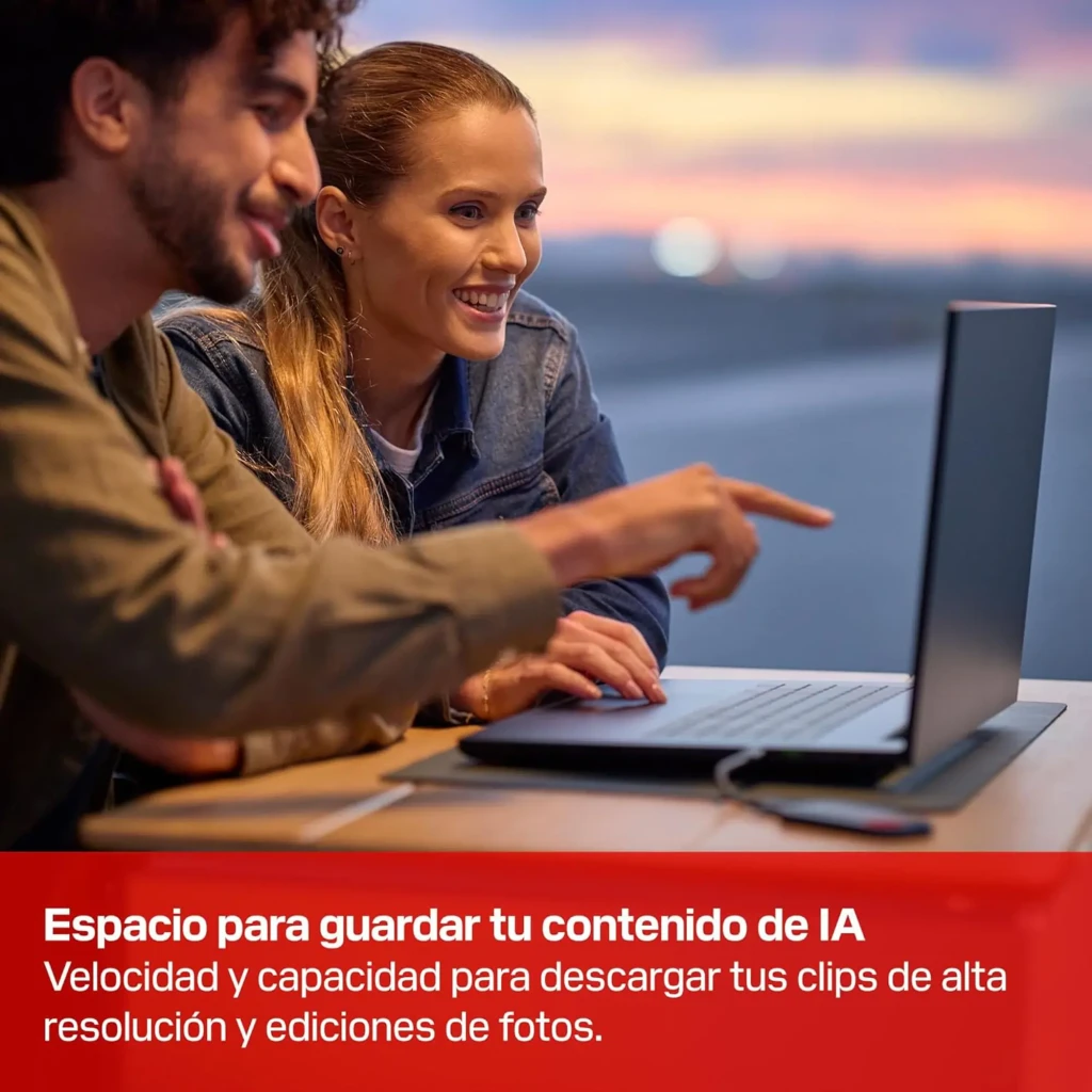 SanDisk Extreme Portable V3 SSD 2TB azul, vista frontal: superfície texturizada com logótipo vermelho e alça vermelha - Item3