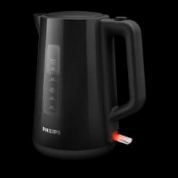 Philips Bouilloire HD9318/20 1,7L Noir, vue latérale: indicateur de niveau avec échelle et lumière rouge sur l'interrupteur