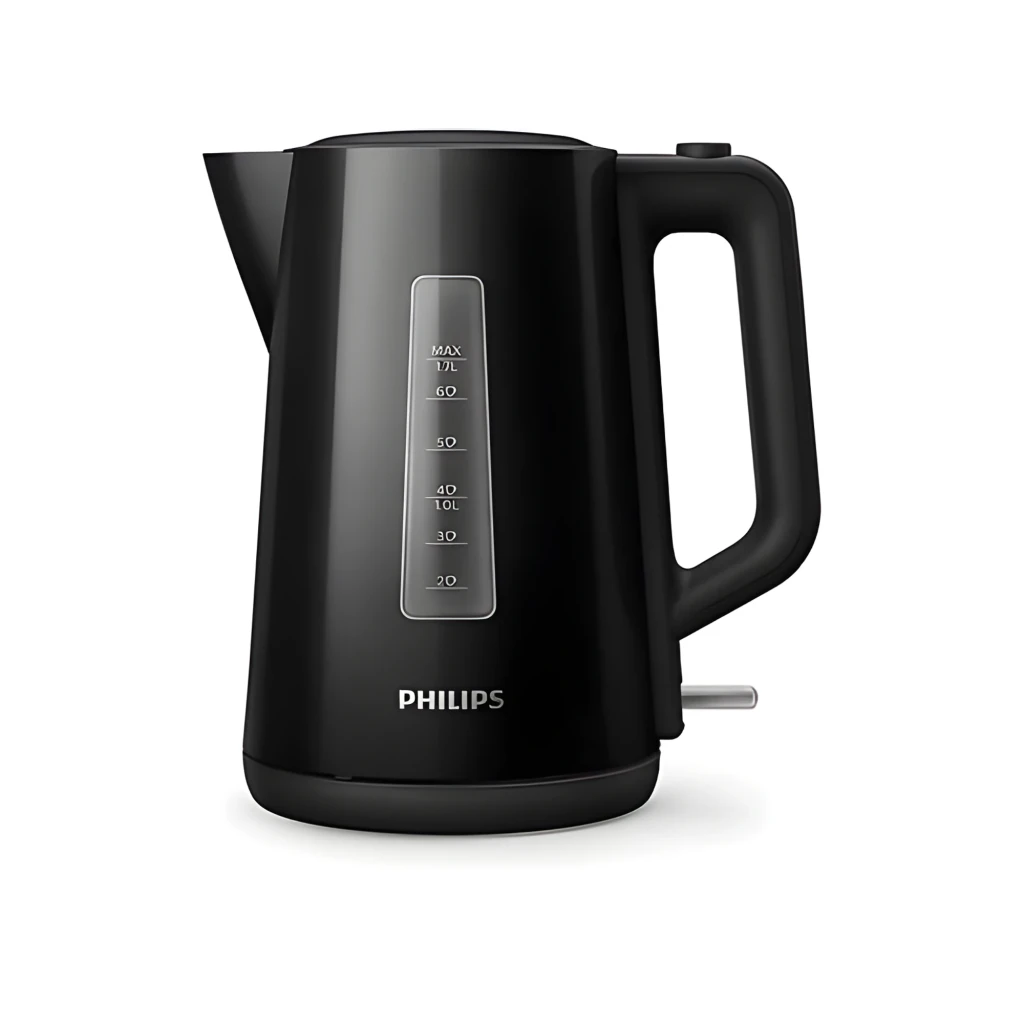 Philips Bouilloire HD9318/20 1,7L Noir, vue latérale: indicateur de niveau avec échelle et lumière rouge sur l'interrupteur - Ítem1