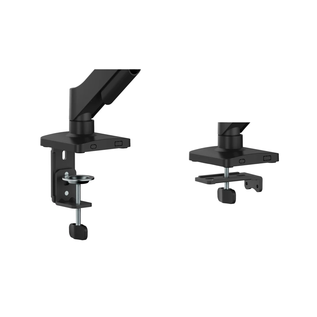 iggual Support moniteur pince SPMP01-A 17-32 noir, vue latérale gauche: bras articulé, platine VESA et pince de bureau - Ítem3