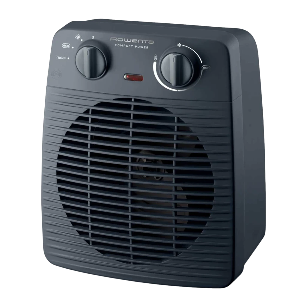 Rowenta SO2211 Compact Power Bleu, vue de face: grille circulaire, deux molettes et voyant rouge central - Ítem1