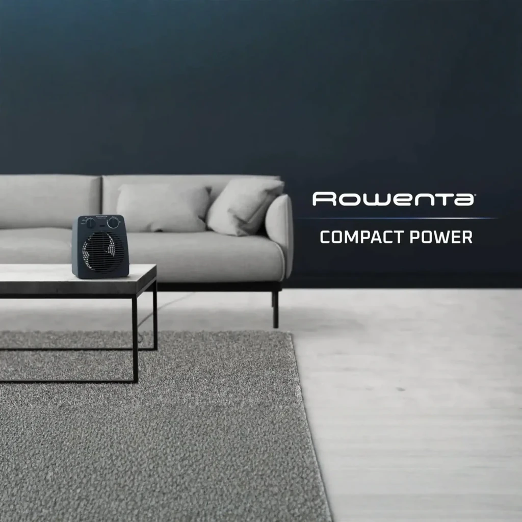 Rowenta SO2211 Compact Power Bleu, vue de face: grille circulaire, deux molettes et voyant rouge central - Ítem3