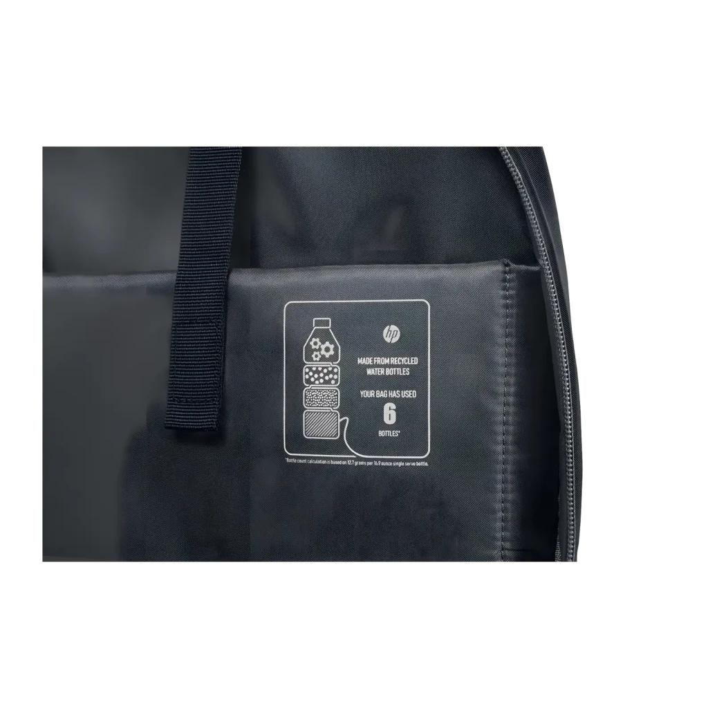 HP Mochila para portátil 15,6 Negro Gris, vista frontal: bolsillo delantero con cremallera plateada, asas grises y bolsillos - Ítem8