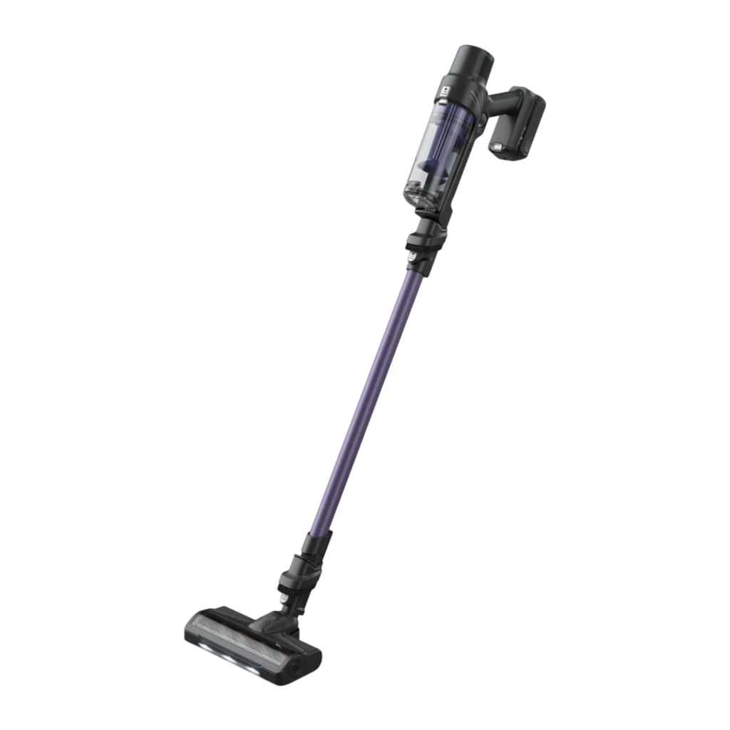Rowenta X-Pert 7.60 RH6A31WO púrpura, vista conjunto: aspiradora de palo, modo mano y accesorios incluidos - Ítem1