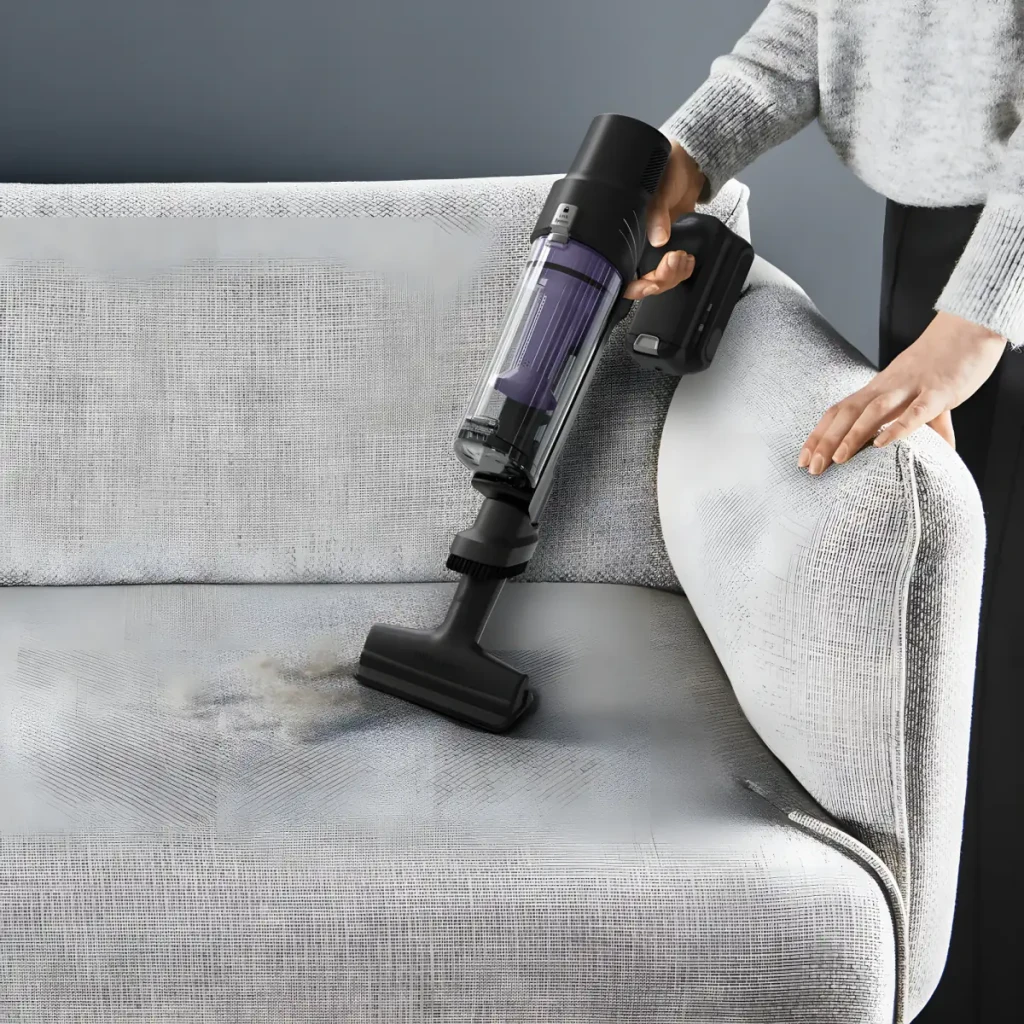 Rowenta X-Pert 7.60 RH6A31WO púrpura, vista conjunto: aspiradora de palo, modo mano y accesorios incluidos - Ítem5