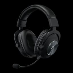 Logitech Auriculares G Pro X Gaming Preto, vista lateral: almofadas de couro, arco acolchoado e microfone boom flexível