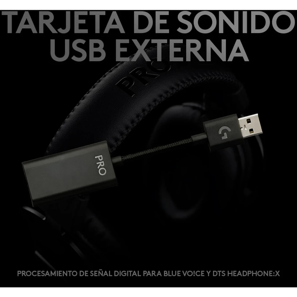 Logitech Auriculares G Pro X Gaming Negro, vista lateral: almohadillas de cuero, diadema acolchada y micrófono boom flexible - Ítem9