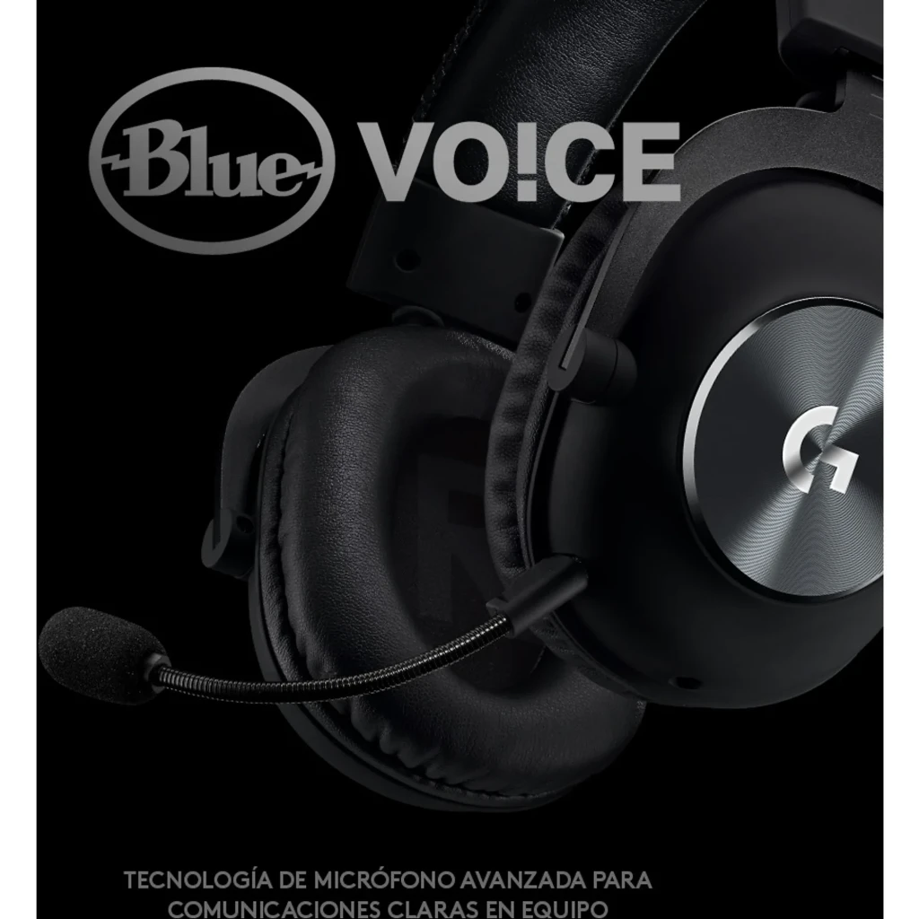 Logitech Auriculares G Pro X Gaming Negro, vista lateral: almohadillas de cuero, diadema acolchada y micrófono boom flexible - Ítem4