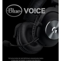 Logitech Auriculares G Pro X Gaming Preto, vista lateral: concha esquerda com microfone flexível e logo Blue Voice