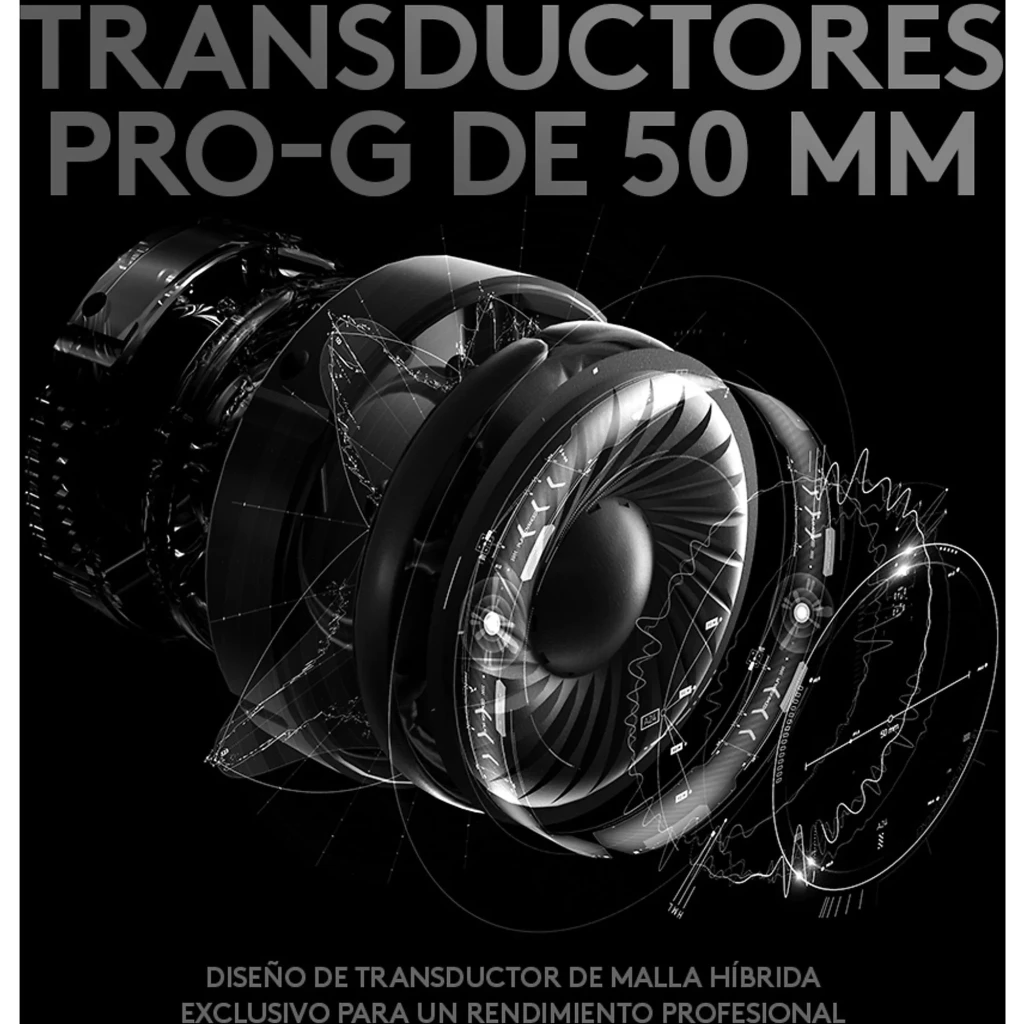 Logitech Auriculares G Pro X Gaming Negro, vista lateral: almohadillas de cuero, diadema acolchada y micrófono boom flexible - Ítem6