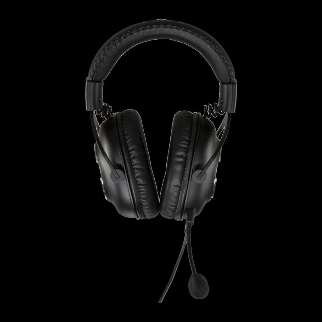 Logitech Auriculares G Pro X Gaming Preto, vista frontal: almofadas de couro, arco acolchoado e microfone removível