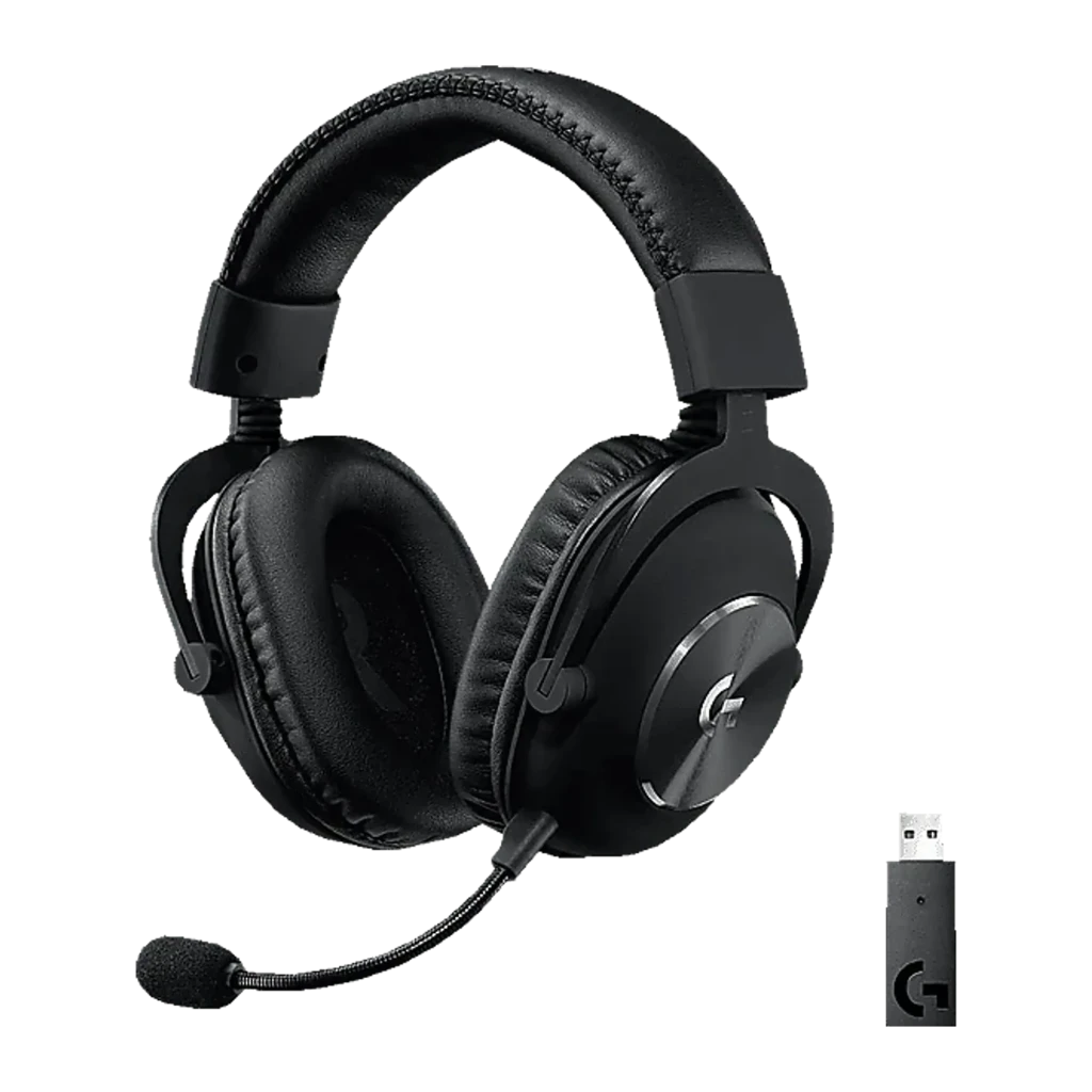 Logitech Auriculares G Pro X Gaming Negro, vista lateral: almohadillas de cuero, diadema acolchada y micrófono boom flexible - Ítem1