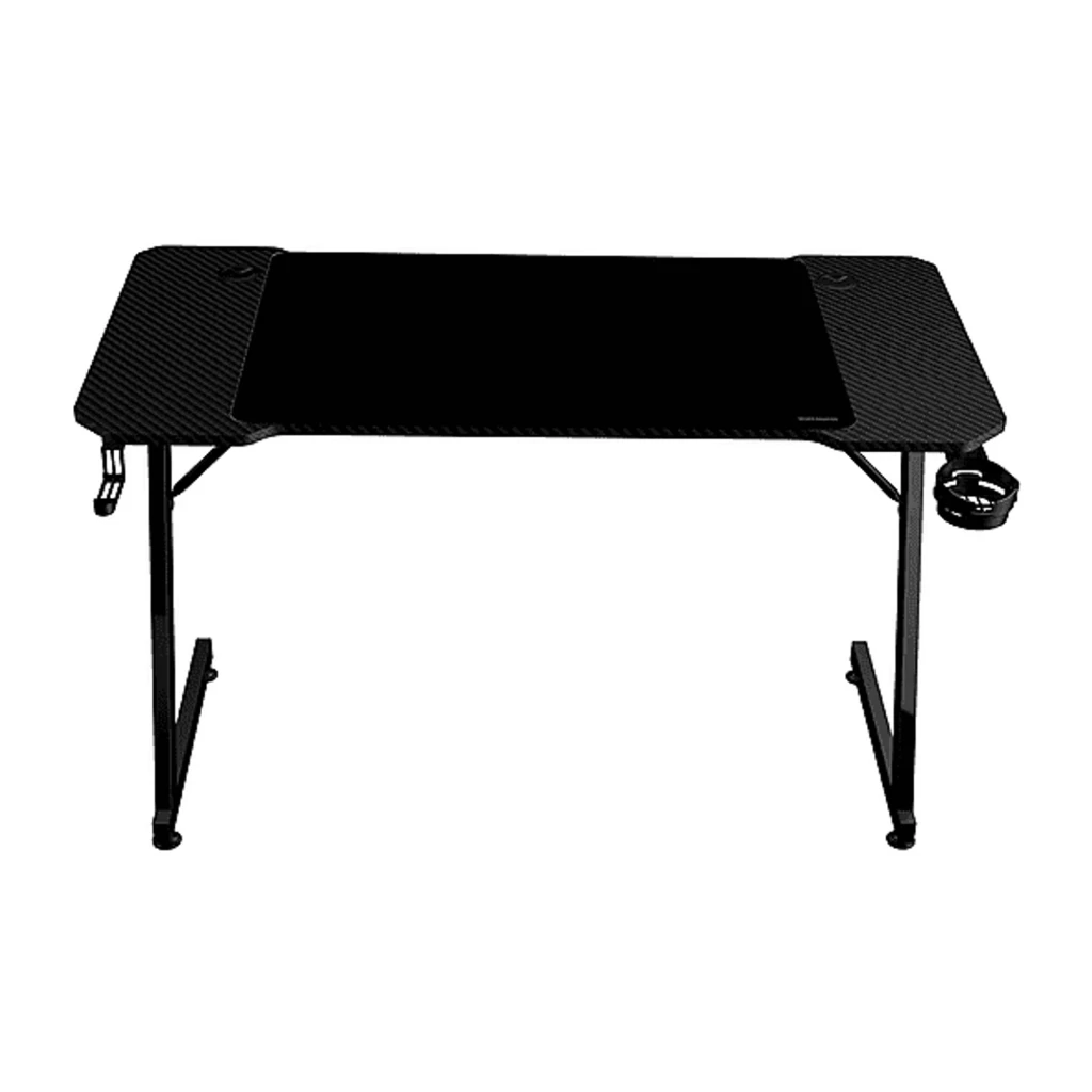 Mars Gaming Mesa Gaming MGD-X120 120x60cm Preto, vista em perspetiva: superfície carbono, pernas em Z e gancho para - Item1