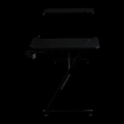 Mars Gaming Mesa Gaming MGD-X120 120x60cm Negro, vista frontal: superficie con textura carbono, portavasos y patas en Z con