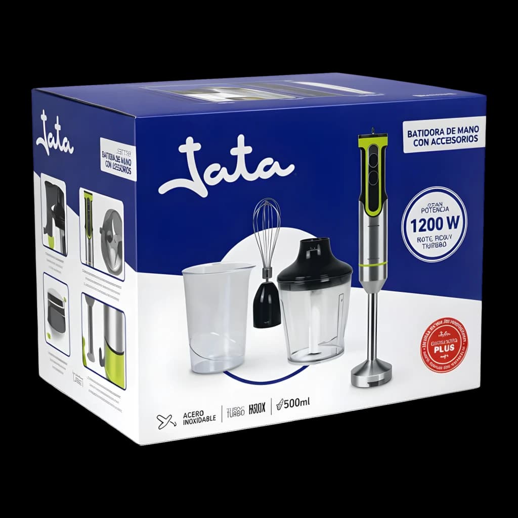 Jata Liquidificadora JEBT1789 Inox, caixa: embalagem azul com varinha, batedor, picadora e copo 500ml 1200W