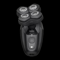 Philips Barbeador Série 5000 HS5980/15 preto, vista superior: 4 cabeças rotativas, botão liga/desliga e indicador LED