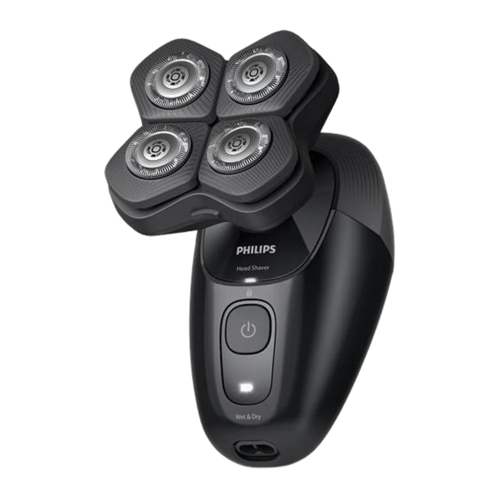 Philips Rasoir Série 5000 HS5980/15 noir, vue du dessus: 4 têtes rasantes rotatives, bouton marche/arrêt et indicateur LED - Ítem1