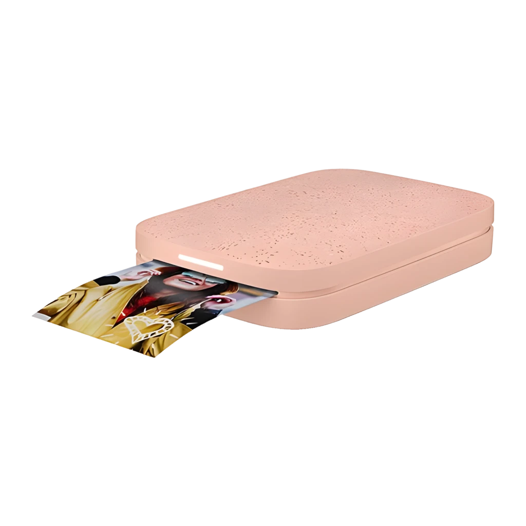 HP Impresora fotográfica Sprocket 200 Rosa, vista en perspectiva: tapa superior con textura salpicada, ranura de salida y - Ítem5