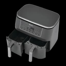 Ninja Dual Zone DZ300EU gris, vista en ángulo superior: dos cajones extraídos con cestas interiores visibles