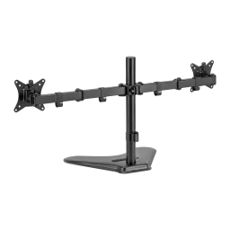 iggual SSM02 13-32" Negro, vista en ángulo bajo: brazo horizontal elevado, anclajes VESA y base ergonómica al frente