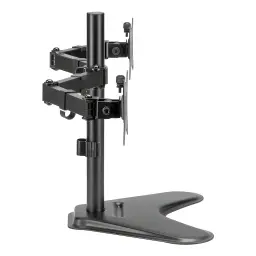iggual Soporte monitor SSM02 Negro, vista lateral: columna vertical, brazo articulado con bisagras y base en U metálica