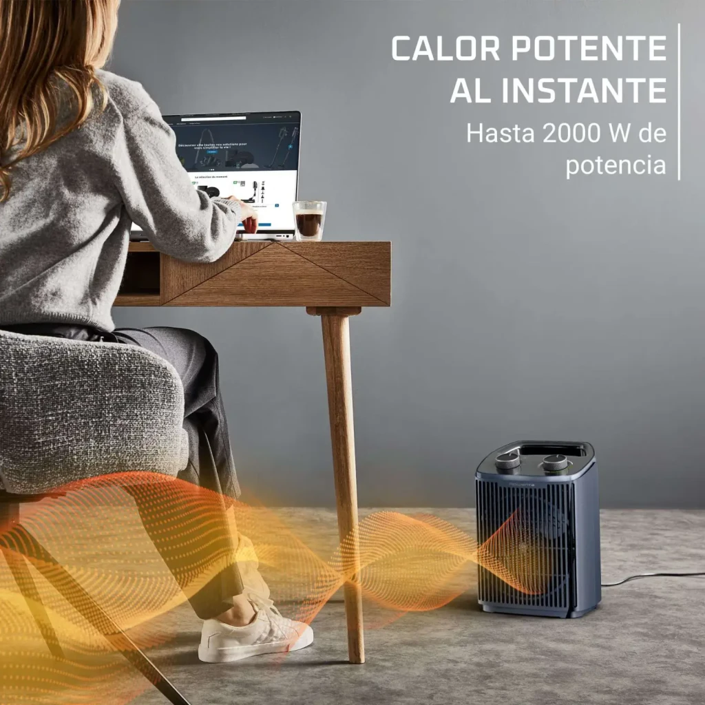 Rowenta SO2351 Instant Comfort Compact gris, vue de face: grille circulaire, deux boutons rotatifs et logo Rowenta - Ítem6