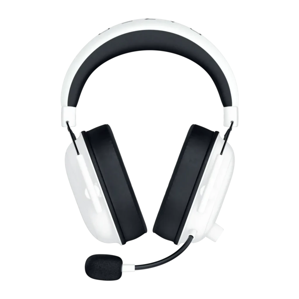 Razer BlackShark V2 HyperSpeed Blanc, vue latérale: casque sans fil avec micro flexible, coussinets noirs et logo Razer sur - Ítem4