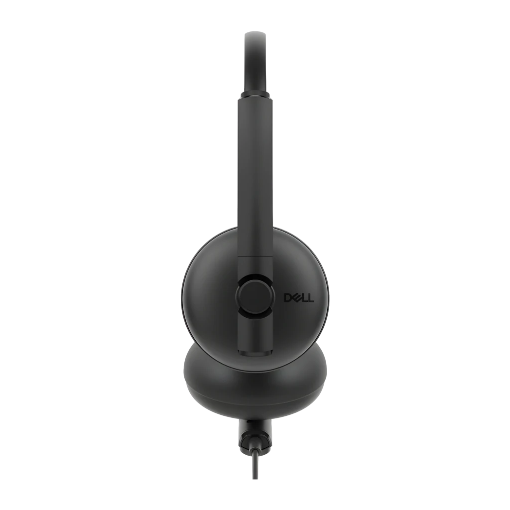 Dell Casque WH125 USB noir, vue avant: arceau, coussinets à grille et microphone extensible côté droit - Ítem2
