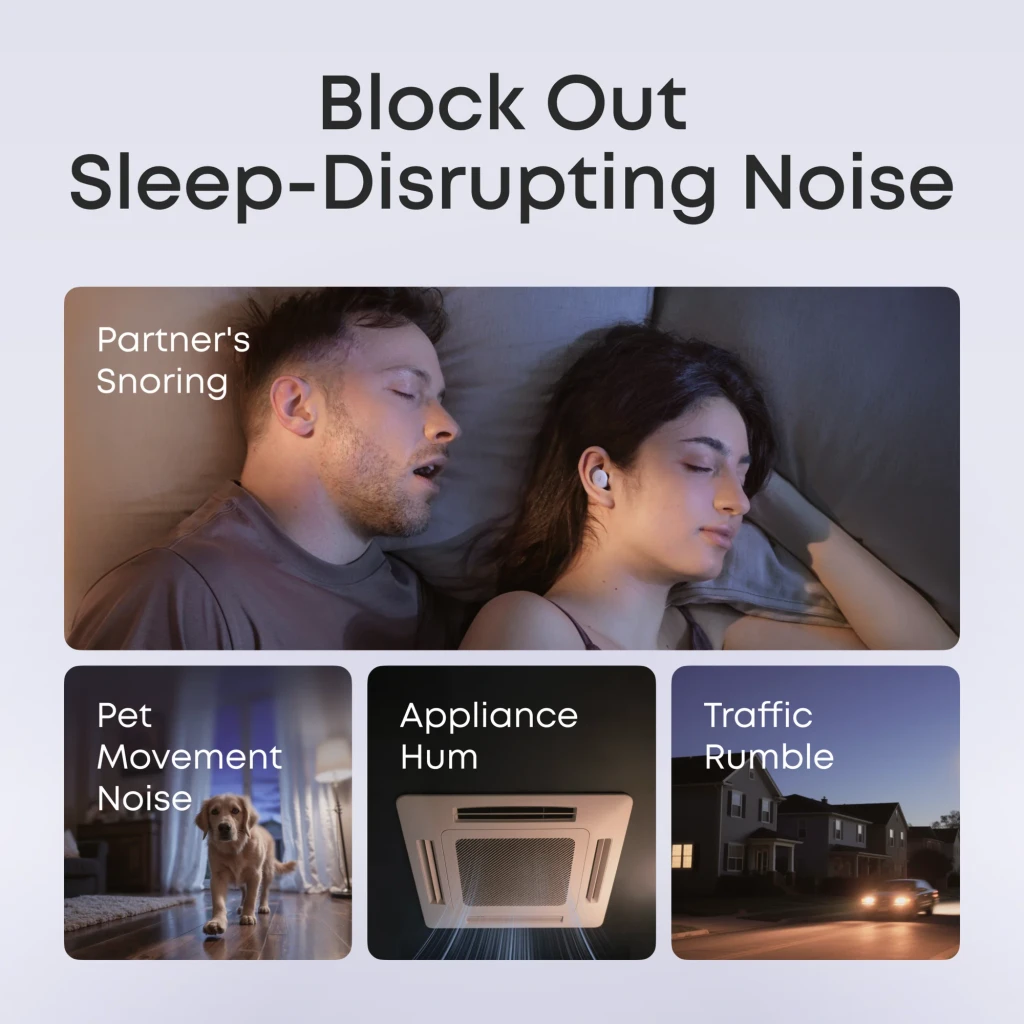 Anker Soundcore Sleep A30 blanc, vue en perspective: étui ouvert avec les deux écouteurs à l'intérieur et logo Soundcore - Ítem8