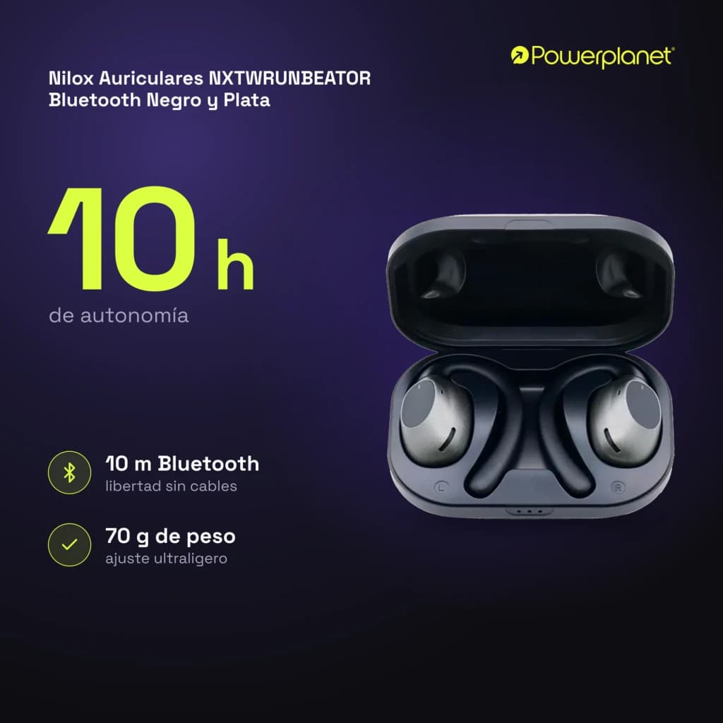 Nilox Auriculares NXTWRUNBEATOR Bluetooth Negro y Plata - características