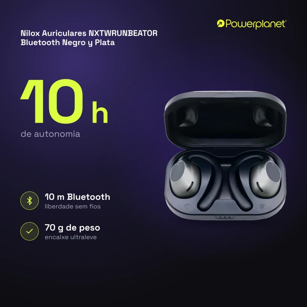 Nilox Auriculares NXTWRUNBEATOR Bluetooth Negro y Plata - características