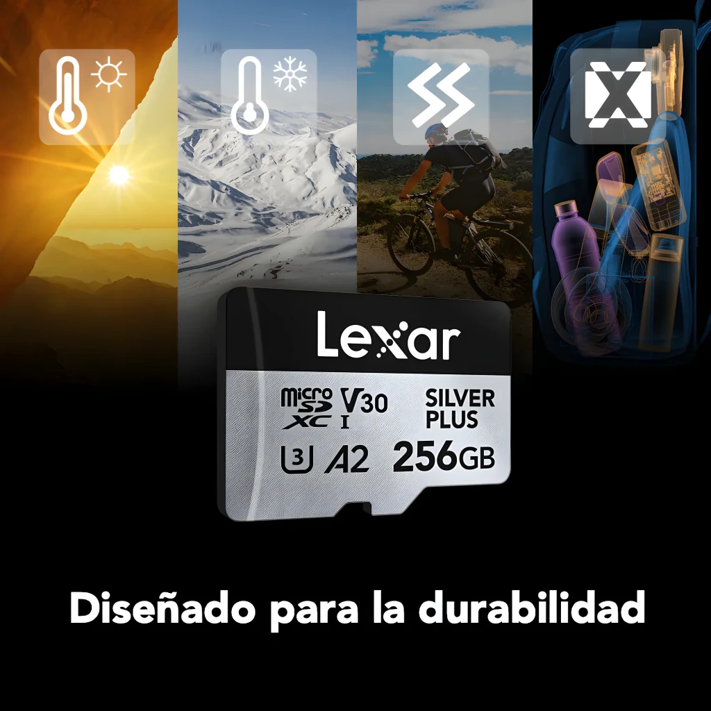 Lexar microSDXC Professional Silver Plus 256GB plata, kit: tarjeta junto a adaptador SD Lexar C10/UHS-I incluido - Ítem5
