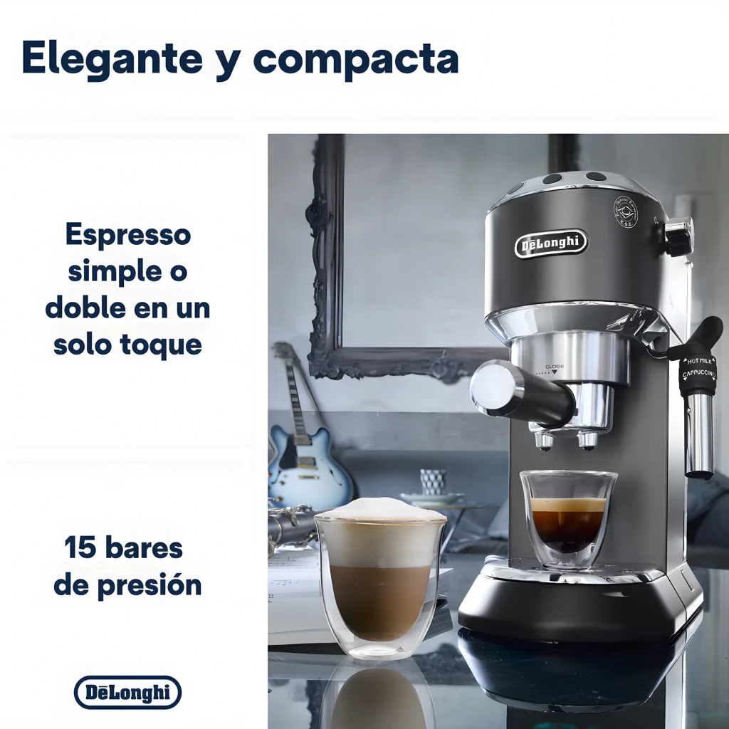 DeLonghi EC685.BK+KG200 Moulin Noir, vue de face: machine espresso et moulin noirs avec détails chromés - Ítem3
