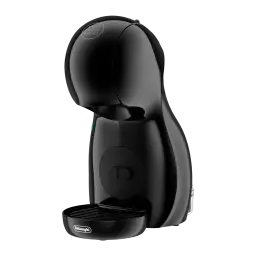 De'Longhi Dolce Gusto EDG110.AB Piccolo XS noir, vue latérale: profil compact avec logo DeLonghi sur la base et voyant vert
