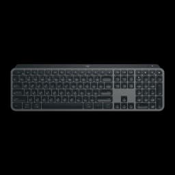 Logitech MX Keys S Inalámbrico Grafito, vista superior: disposición completa de teclas cóncavas y teclado numérico