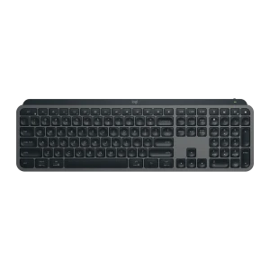 Logitech MX Keys S Inalámbrico Grafito, vista superior: disposición completa de teclas cóncavas y teclado numérico