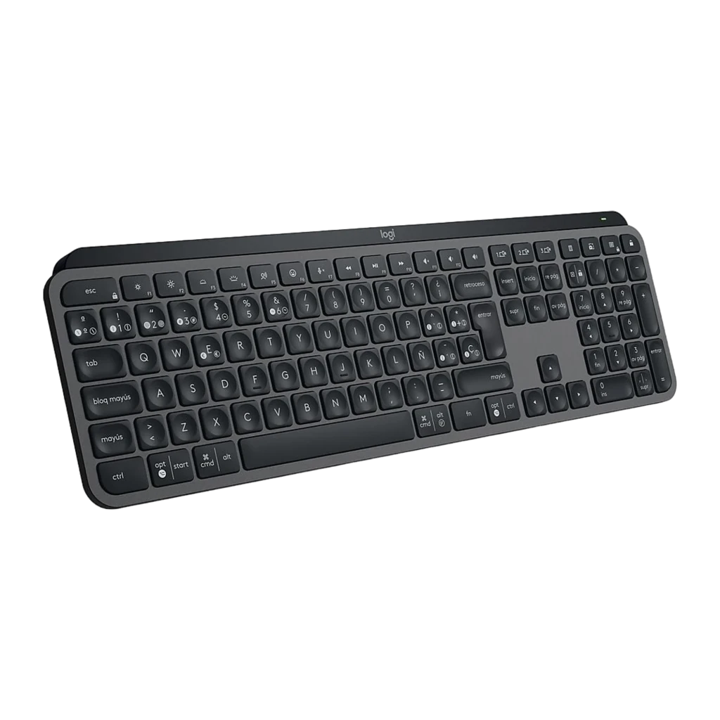 Logitech MX Keys S Inalámbrico Grafito, vista superior: disposición completa de teclas cóncavas y teclado numérico - Ítem1
