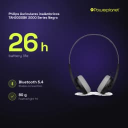 Philips Auriculares inalámbricos TAH2000BK 2000 Series Negro - caractéristiques