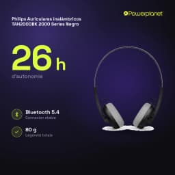 Philips Auriculares inalámbricos TAH2000BK 2000 Series Negro - caractéristiques