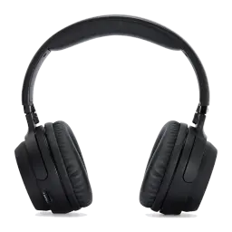 AIWA WHF-880 TV RF negro, vista frontal: auriculares over-ear con almohadillas acolchadas y arco ajustable