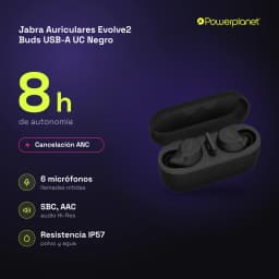 Jabra Auriculares Evolve2 Buds USB-A UC Negro - características